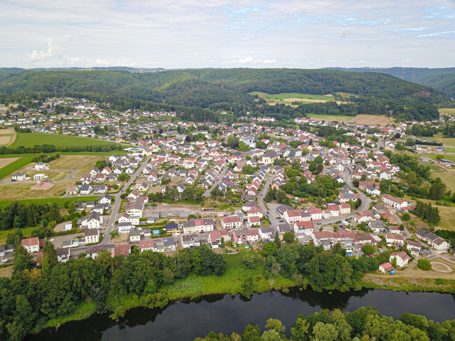 Das Foto zeigt eine Luftaufnahme vom Stadtteil Schwemlingen.