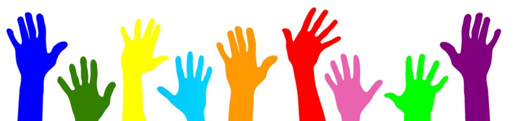 Das Clipart zeigt viele bunte Hände.