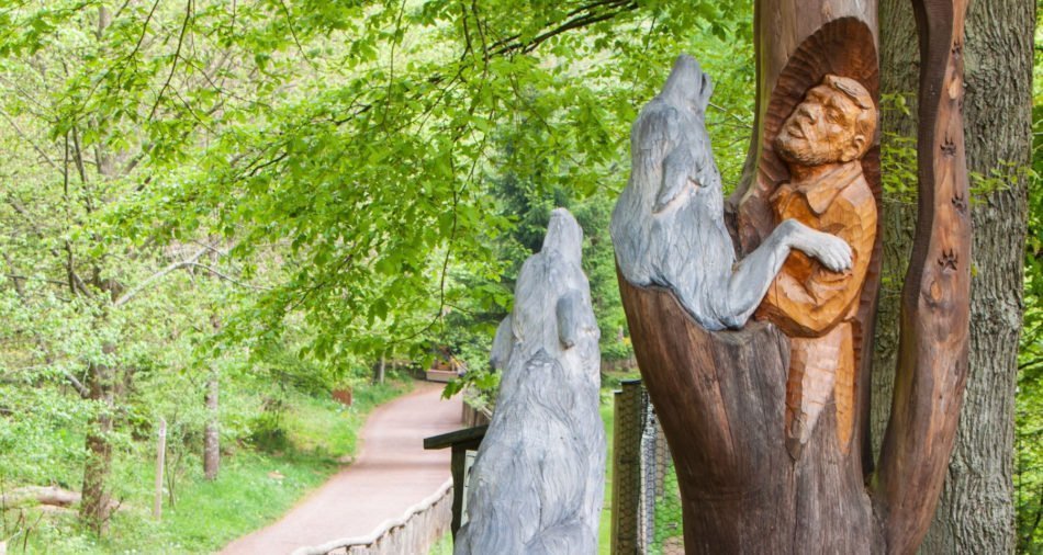 Holzskulptur im Wolfspark Werner Freund