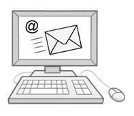 Das Clipart zeigt einen Computer. Es wird zur Erklärung von "E-Mail schreiben" in Leichter Sprache benutzt.