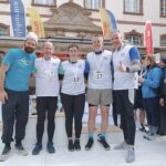 Das Foto zeigt das Team Kreisstadt Merzig 1 der Biathlon-Tour 2025 mit Olympiasieger Michael Rösch.